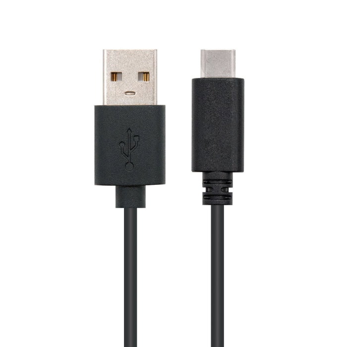 NANO CABLE USB 2.0 de 1m, USB-C Macho a USB-A Macho, Negro